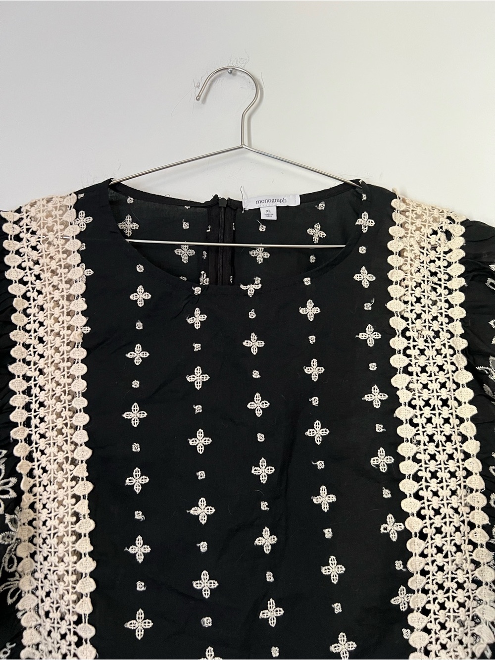 Monograph by Anthropologie Boho Embroidered Lace Flutter Sleeve Top Romantic - Picture 3 of 12